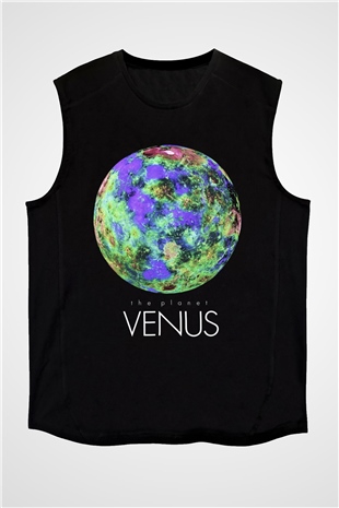 Venüs Siyah Unisex Kolsuz Tişört