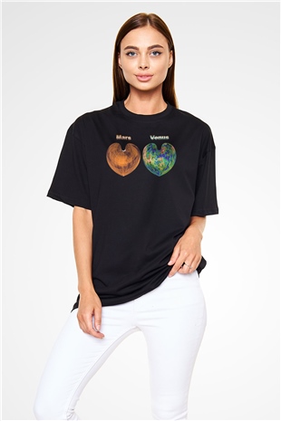 Venüs Siyah Unisex Oversize Tişört T-Shirt