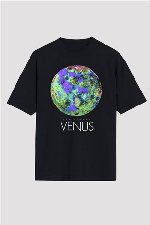 Venüs Siyah Unisex Oversize Tişört T-Shirt