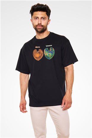 Venüs Siyah Unisex Oversize Tişört T-Shirt