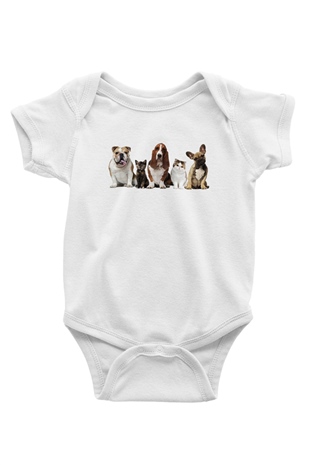 Veteriner Baskılı Beyaz Unisex Bebek Body - Zıbın