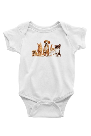 Veteriner Baskılı Beyaz Unisex Bebek Body - Zıbın