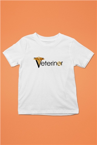 Veteriner Baskılı Beyaz Unisex Çocuk Tişört