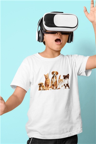 Veteriner Baskılı Beyaz Unisex Çocuk Tişört