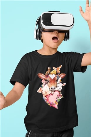 Veteriner Baskılı Siyah Unisex Çocuk Tişört