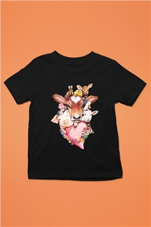 Veteriner Baskılı Siyah Unisex Çocuk Tişört