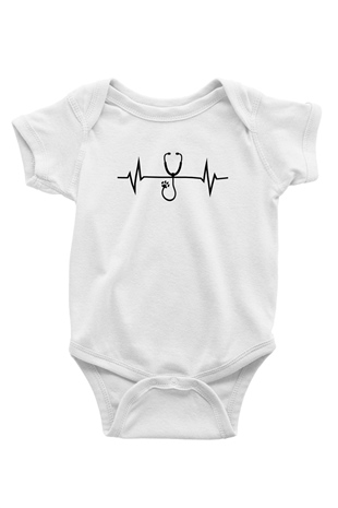 Veteriner Beyaz Bebek Body - Zıbın