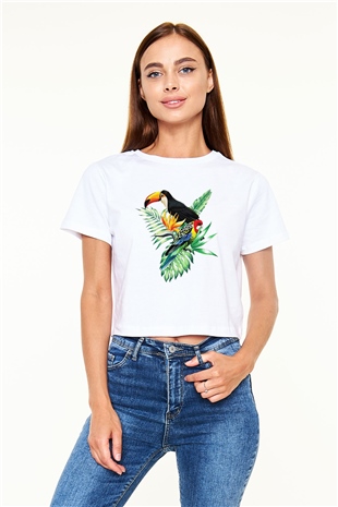 Veteriner Beyaz Croptop Tişört