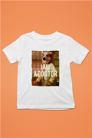 Veteriner Beyaz Unisex Çocuk Tişört