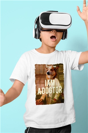 Veteriner Beyaz Unisex Çocuk Tişört