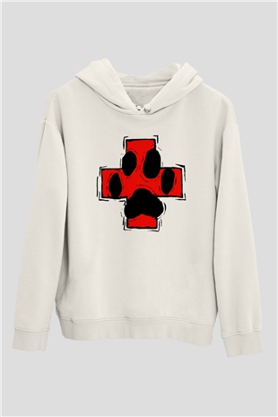 Veteriner Beyaz Unisex Hoodie