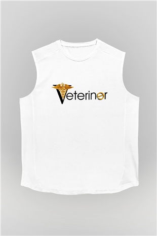 Veteriner Beyaz Unisex Kolsuz Tişört