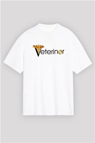 Veteriner Beyaz Unisex Oversize Tişört T-Shirt