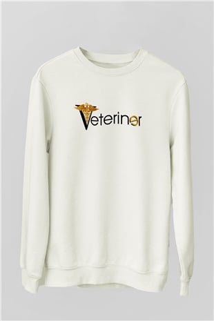 Veteriner Beyaz Unisex Sweatshirt