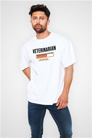 Veteriner Beyaz Oversize Tişört Oversize T-shirt - TişörtFabrikası