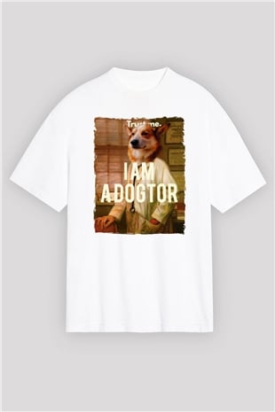 Veteriner Beyaz Oversize Tişört Oversize T-shirt - TişörtFabrikası