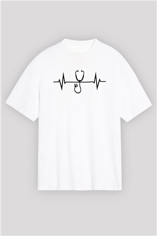 Veteriner Beyaz Oversize Tişört Oversize T-shirt - TişörtFabrikası