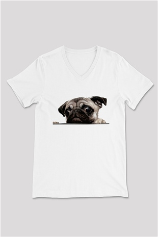 Veteriner Beyaz Unisex V Yaka Tişört T-Shirt