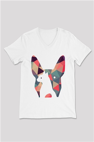 Veteriner Beyaz Unisex V Yaka Tişört T-Shirt