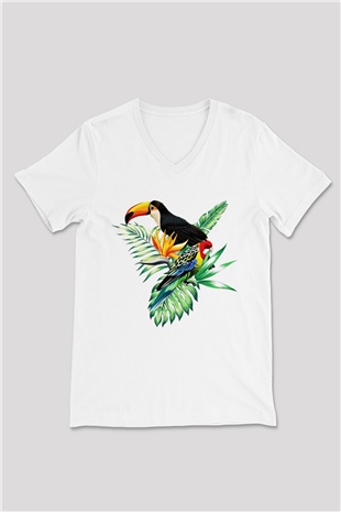 Veteriner Beyaz Unisex V Yaka Tişört T-Shirt