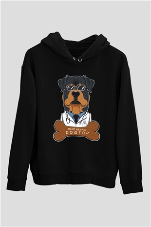 Veteriner Siyah Unisex Kapüşonlu Sweatshirt