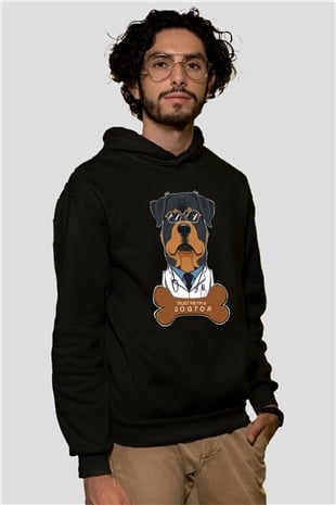 Veteriner Siyah Unisex Kapüşonlu Sweatshirt