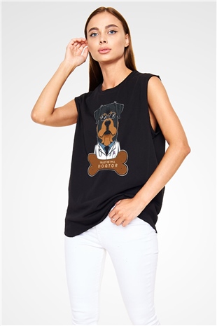 Veteriner Siyah Unisex Kolsuz Tişört