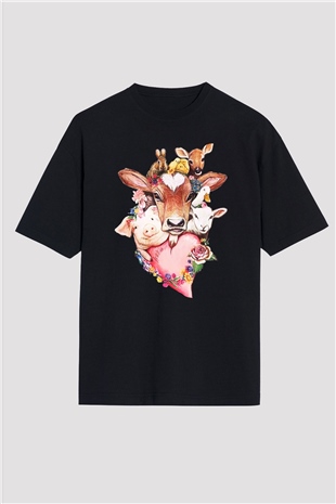 Veteriner Siyah Unisex Oversize Tişört T-Shirt