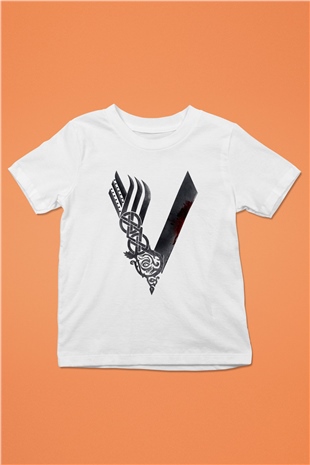 Vikings Baskılı Beyaz Unisex Çocuk Tişört