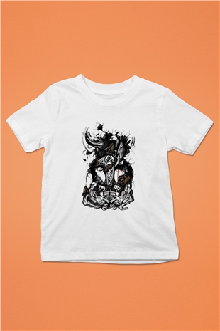 Vikings Baskılı Beyaz Unisex Çocuk Tişört