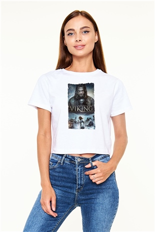 Vikings Beyaz  Crop Top Tişört