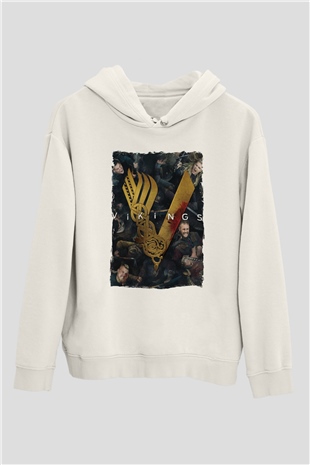 Vikings Beyaz Unisex Hoodie