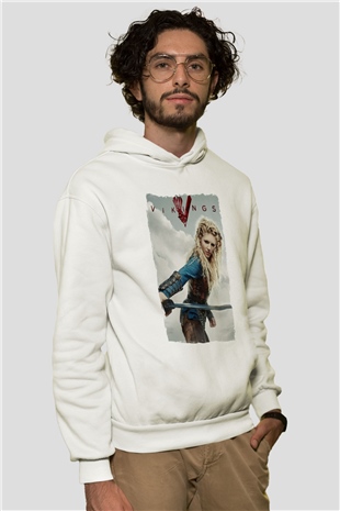 Vikings Beyaz Unisex Hoodie