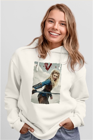 Vikings Beyaz Unisex Hoodie