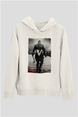 Vikings Beyaz Unisex Hoodie