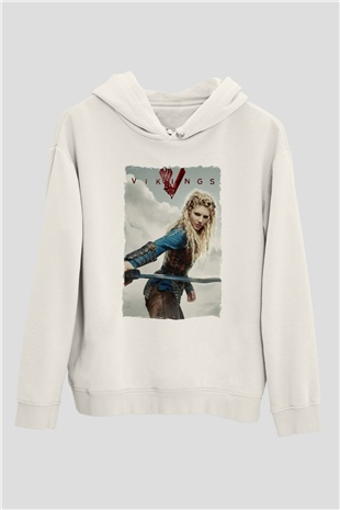 Vikings Beyaz Unisex Hoodie
