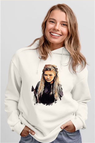 Vikings Beyaz Unisex Kapşonlu Sweatshirt