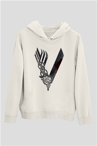 Vikings Beyaz Unisex Kapşonlu Sweatshirt