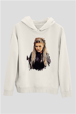 Vikings Beyaz Unisex Kapşonlu Sweatshirt