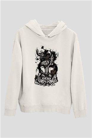 Vikings Beyaz Unisex Kapşonlu Sweatshirt