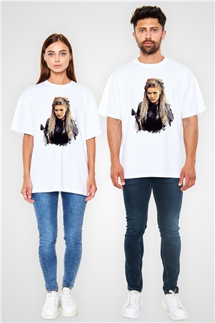 Vikings Beyaz Unisex Oversize Tişört T-Shirt