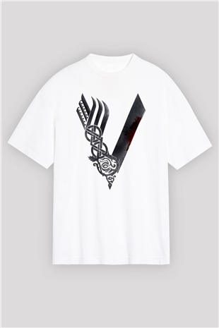 Vikings Beyaz Unisex Oversize Tişört T-Shirt