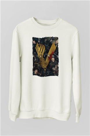 Vikings Beyaz Unisex Sweatshirt
