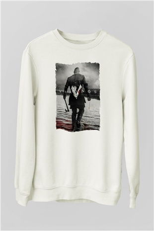 Vikings Beyaz Unisex Sweatshirt