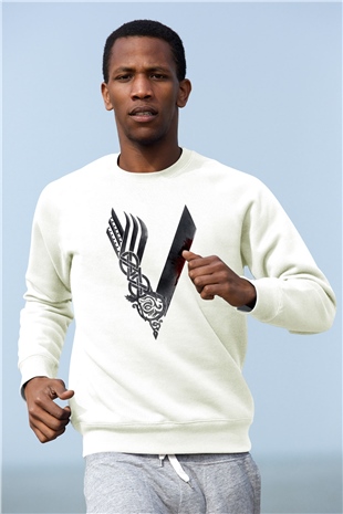 Vikings Beyaz Unisex Sweatshirt