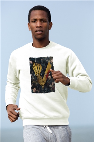Vikings Beyaz Unisex Sweatshirt