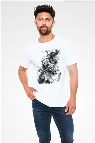 Vikings Beyaz Unisex Tişört T-Shirt