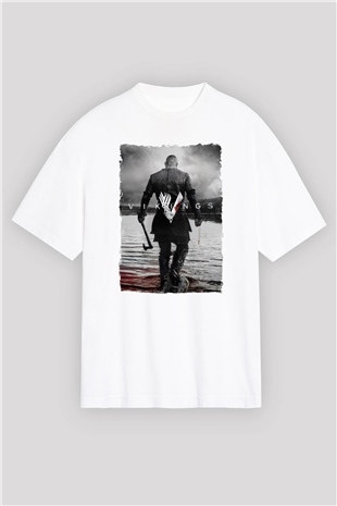 Vikings Beyaz Oversize Tişört Oversize T-shirt