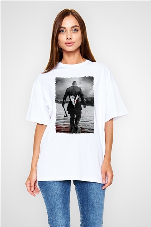 Vikings Beyaz Oversize Tişört Oversize T-shirt