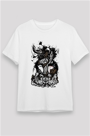 Vikings Beyaz Unisex Tişört T-Shirt